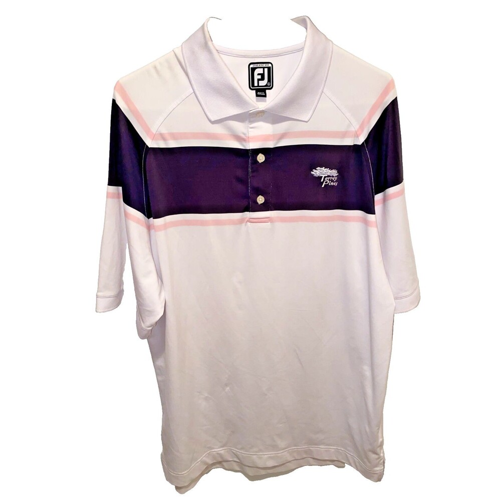FootJoy Golf Polo Shirt Men's Large White with Torrey Pines Chest Embroidered
